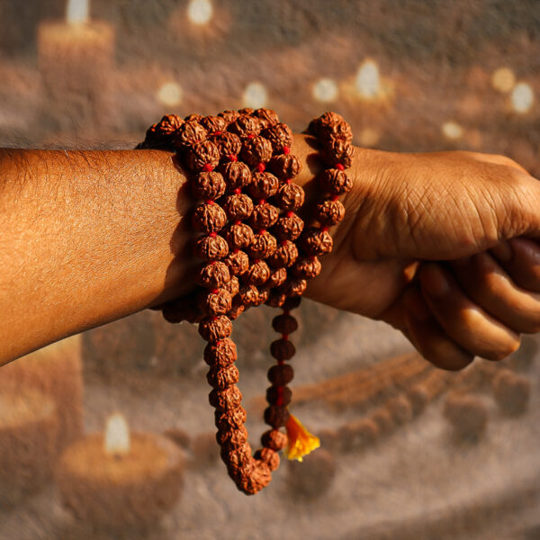5 Mukhi Rudraksha Mala 108 Beads 5 Face Original Rudraksha Japa Mala 10mm Brown - Image 2